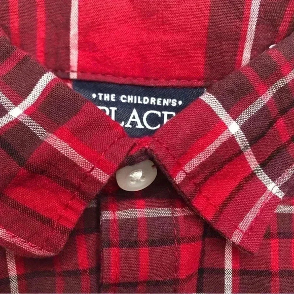 The Children’s Place Onesie Red/Black/White Plaid collared Buttoned 3-6 Months - Picture 8 of 16